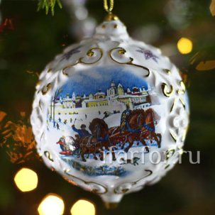 Елочная игрушка Шар Тройка