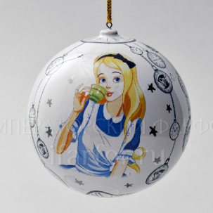 Елочная игрушка Шар средний гладкий Алиса в стране чудес 1