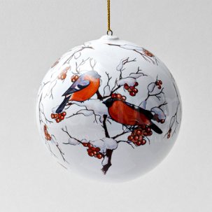 Елочная игрушка Шар средний гладкий Снегири