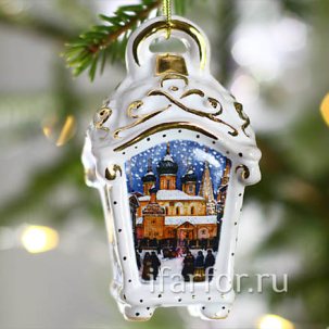 Елочная игрушка Фонарик малый рельефный Гулянья