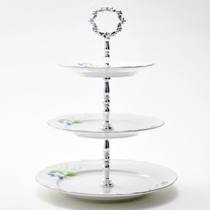 Этажерка трёхярусная Констанция Ландыши серебряная ручка Констанция