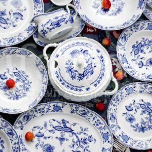 Сервиз столовый Луковичный узор. Синий лук 6/24 Натали