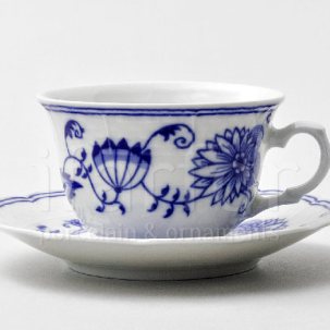 Чашка с блюдцем чайная Луковичный узор. Синий лук 1/2 Натали низкая