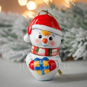 Елочная игрушка Снеговик Снеговик в красном колпаке 65 мм.