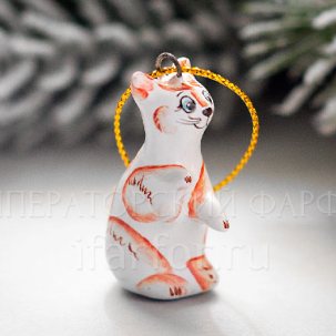 Елочная игрушка Котик Котик рыженький 35 мм.