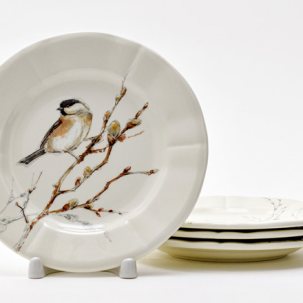 Набор тарелок десертный LES OISEAUX DE LA FORET GIEN Рошель 163 мм.