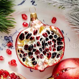 Елочная игрушка Ягоды и фрукты. Половинка граната