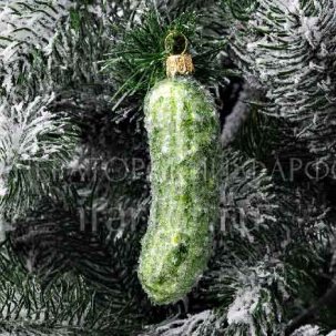 Елочная игрушка Ягоды и фрукты. Огурец в инее