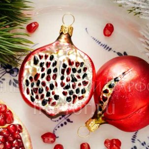 Елочная игрушка Ягоды и фрукты. Половинка граната mini