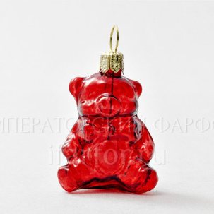 Елочная игрушка Леденцовый мишка (красный)
