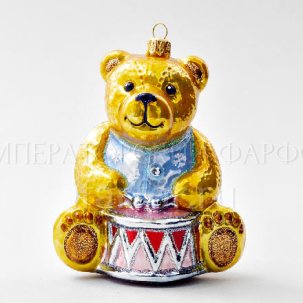 Елочная игрушка Мишка Тедди. Мишка Тедди с барабаном 125 мм.