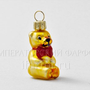 Елочная игрушка Мишка золотой 40 мм.