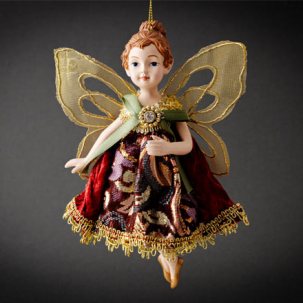 Елочная игрушка Маленькая фея в бордовом платье 2 180 мм.