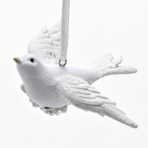 Елочная игрушка Голубь летящий белый 2
