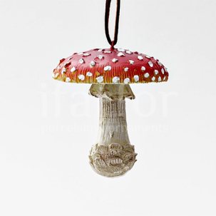 Елочная игрушка Грибы. Мухомор с плоской шляпкой