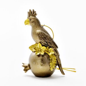 Елочная игрушка Какаду на золотом гранате