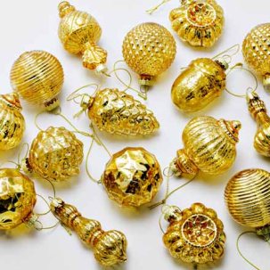 Набор елочных игрушек в подарочной коробке Золотистый