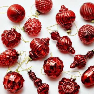Набор елочных игрушек в подарочной коробке Красный
