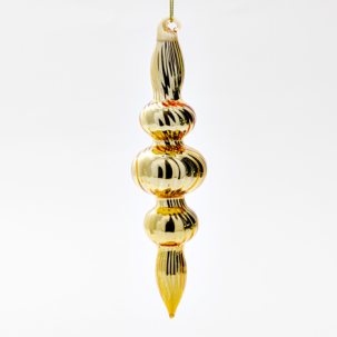 Елочная игрушка Веретено ребристое 3 Золотое