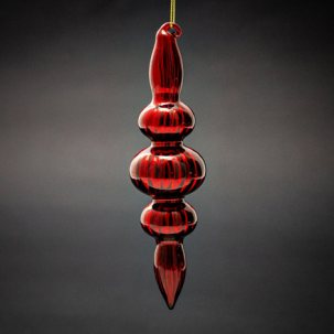 Елочная игрушка Веретено ребристое 2 Красное