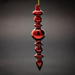 Елочная игрушка Веретено ребристое 3 Красное