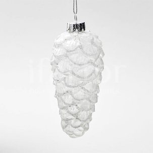Елочная игрушка Шишка Сосновая шишка белая