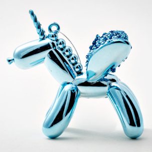 Елочная игрушка Единорог голубой