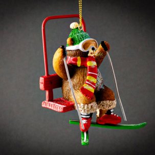 Елочная игрушка Медведь на канатной дороге