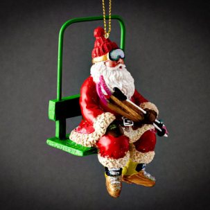 Елочная игрушка Дед Мороз на канатной дороге