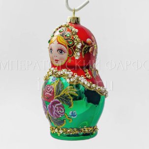Елочная игрушка Матрешка Красная