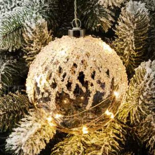 Елочная игрушка Светящийся шар с декором 10LED 120 x 150 мм.