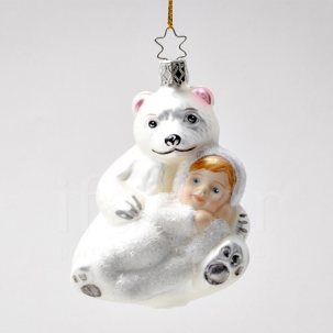 Елочная игрушка Девочка и медведь 102 мм.