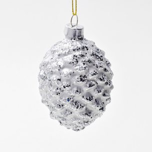 Елочная игрушка Шишка серебристая