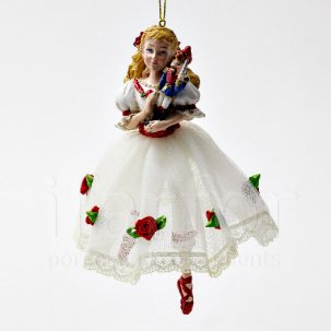 Елочная игрушка Девочка со щелкунчиком Девочка со щелкунчиком Клара в белом платье 63 x 152 мм.