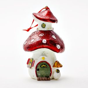 Елочная игрушка Мухоморчик-теремок 2