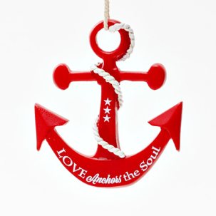 Елочная игрушка Якорь красный