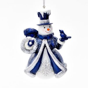 Елочная игрушка Снеговик с птичкой