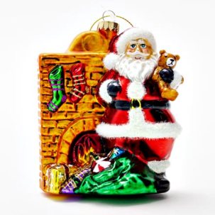 Елочная игрушка Дед Мороз у камина