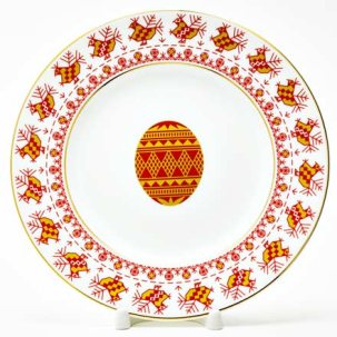 Тарелка плоская Петушки-гребешки