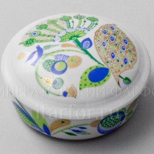 Туалетная коробочка Весенние листья Круглая