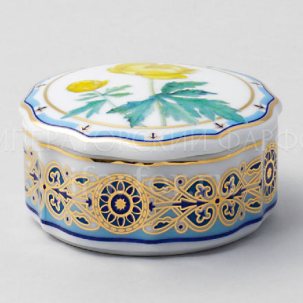 Шкатулка малая Цветы и ягоды России. Золотая купавка Круглая