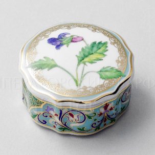 Шкатулка малая Цветы и ягоды России. Фиалка надрезанная Круглая