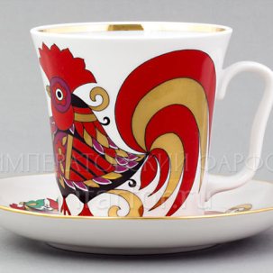 Бокал с блюдцем Красный петух 1/2 Ленинградский