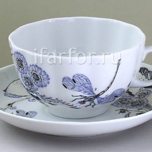 Чашка с блюдцем чайная Шепот стрекозы 1/2 Тюльпан
