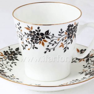 Чашка с блюдцем Тонкие веточки 1/2 Черный кофе