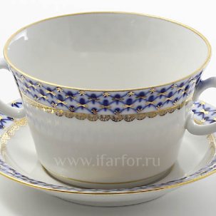 Чашка с блюдцем бульонная Кобальтовая сетка 1/2 Молодежная