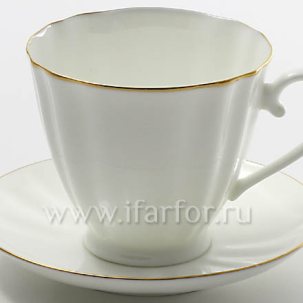 Чашка с блюдцем чайная Золотая лента 1/2 Гвоздика