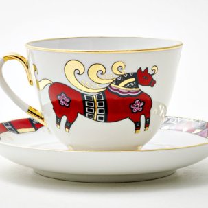 Чашка с блюдцем чайная Красный конь 1/2 Весенняя