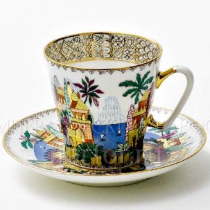 Чашка с блюдцем кофейная Голубое озеро 1/2 Черный кофе