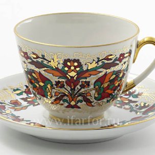 Чашка с блюдцем чайная Красный петух 1/2 Весенняя